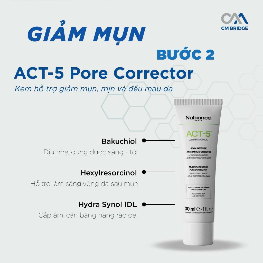 [Hàng Công Ty NK&PP ] Kem dưỡng da NUBIANCE. PARIS ACT-5 Multi-Perfecting Pore Corrector 30ml