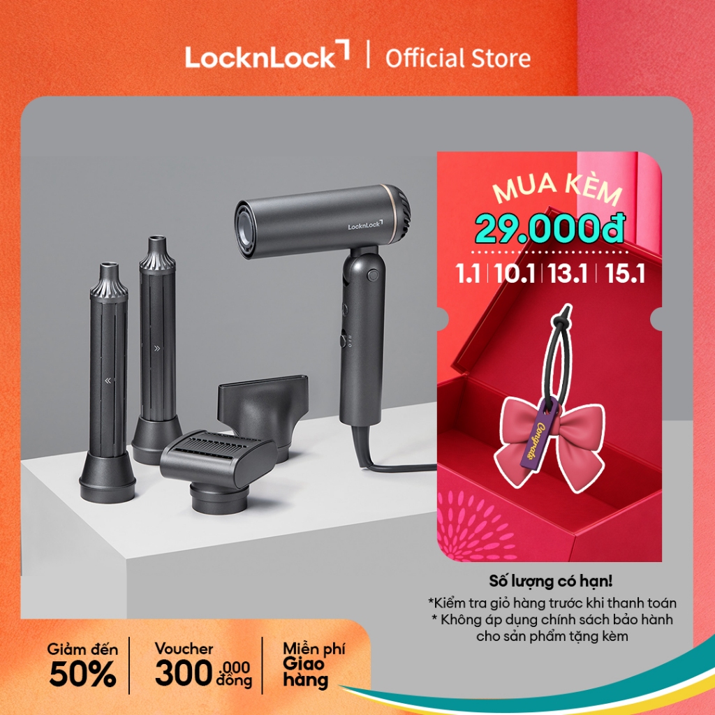 Máy sấy tạo kiểu tóc gấp gọn LocknLock Foldable hair styling dryer ...