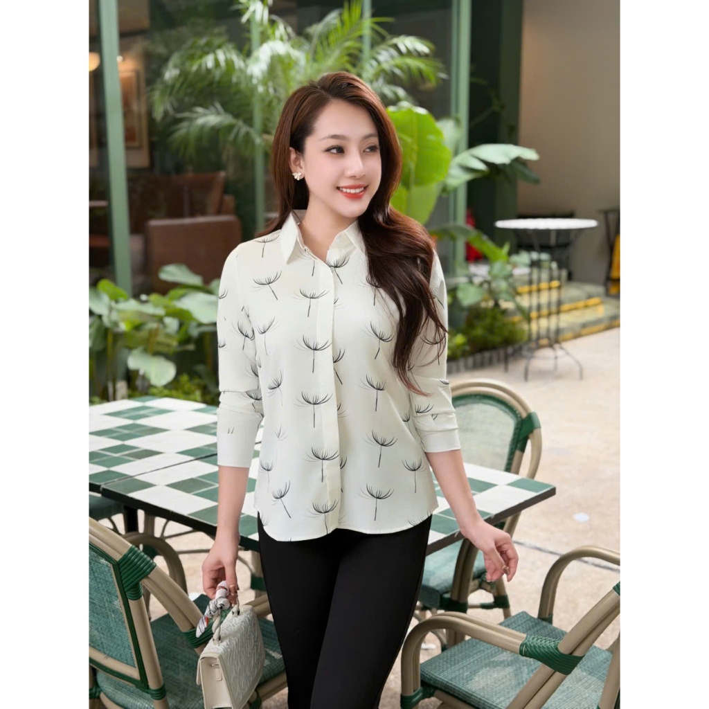 Áo Sơ Mi A120 Công Sở Hoạ Tiết Bồ Công Anh, Thanh Lịch Nhẹ Nhàng