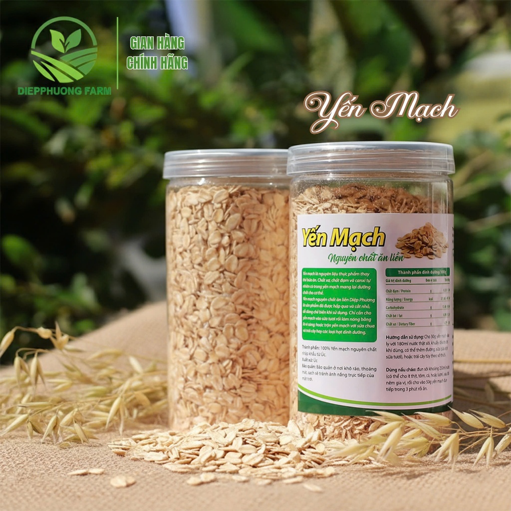 Yến Mạch Nguyên Hạt Cán Mỏng Úc Diệp Phương Farm - 100% Tự Nhiên, Không Đường, Giảm Cholesterol, Giảm Cân [500g]