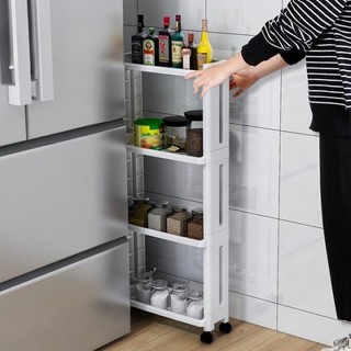 4 tầng Kệ góc hẹp di động tiết kiệm diện tích, bánh xe đẩy tiện lợi 93x40x13,8 cm (hàng tốt)