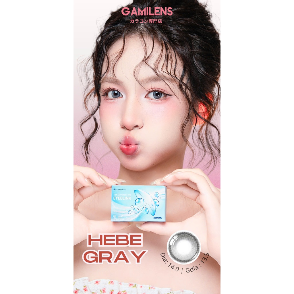 Lens y tế cấp ẩm 20h sử dụng HEBE GRAY 14.0 giãn nhẹ Hàn Quốc Eyeblink(Giảm giá 35k khách hàng mới )