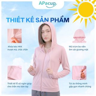 Áo Chống Nắng Cho Nữ Chống Tia UV Chất Vải Cotton Kim Cương Apacup chính hãng, mềm mát,