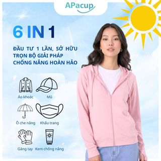 Áo Chống Nắng Cho Nữ Chống Tia UV Chất Vải Cotton Kim Cương Apacup chính hãng, mềm mát,