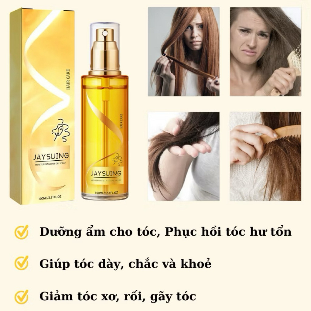 Xịt Tinh Dầu Dưỡng Tóc Phục Hồi Tóc Hư Tổn, Phục Hồi Tóc Uốn, Nhuộm, Tóc Hư Tổn Khô Xơ Bóng Mượt Tóc