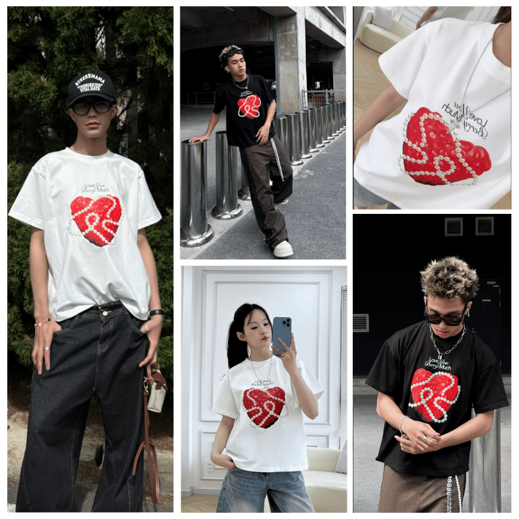 Áo Thun Unisex Amorex Love You Berry Much Chất Cotton 250gsm Cao Cấp, Form Boxy Rộng Rãi | BigBuy360 - bigbuy360.vn