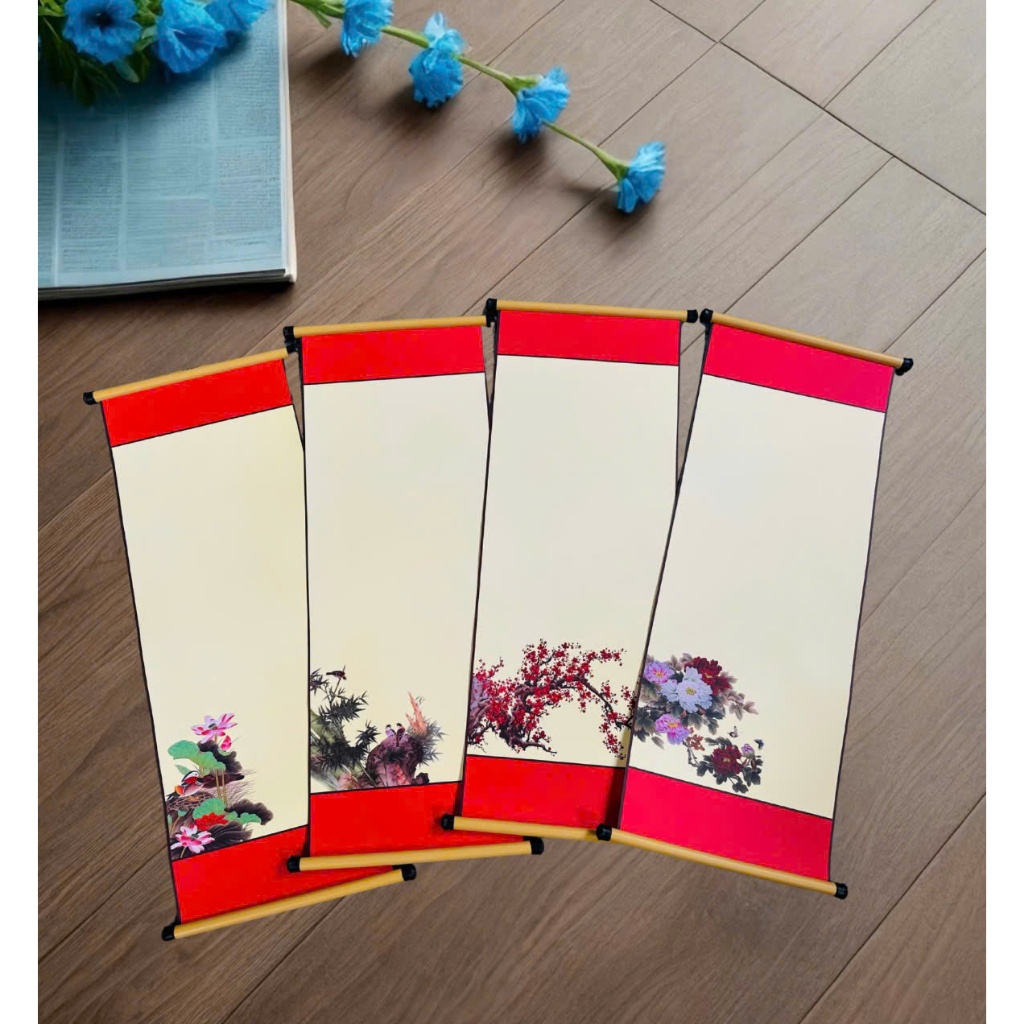 Giấy viết thư pháp, giấy ốp , giấy mỹ thuật 27x79cm in tranh giá rẻ viết sự kiện set 10 tờ kèm nẹp