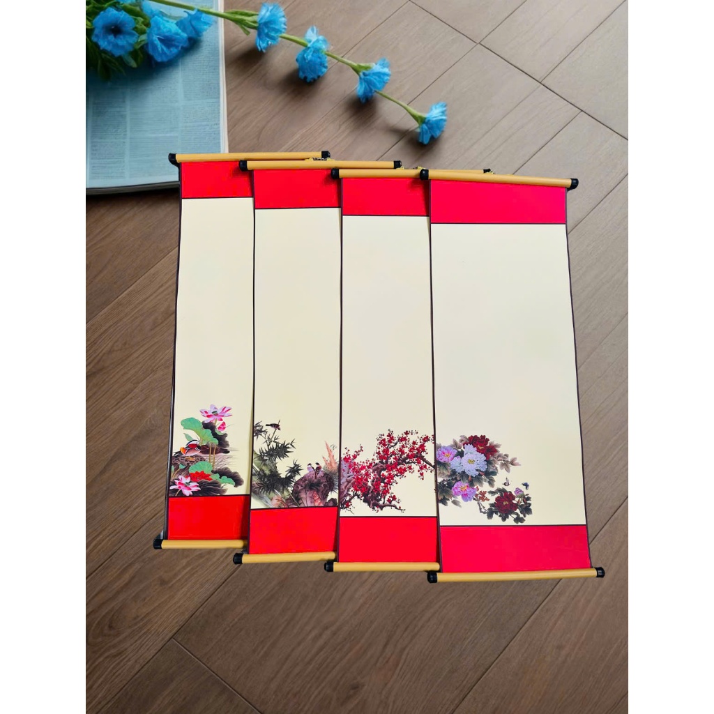 Giấy viết thư pháp, giấy ốp , giấy mỹ thuật 27x79cm in tranh giá rẻ viết sự kiện set 10 tờ kèm nẹp
