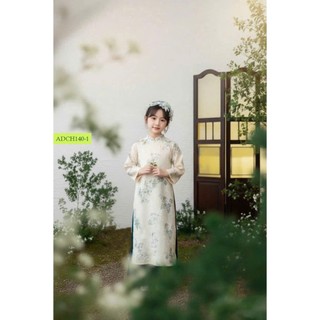 [B&G] áo dài truyền thống thêu hoa Xanh, Hồng cho bé gái diện tết 3-12 tuổi