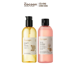 Combo 1 Dầu tẩy trang Hoa Hồng 310ml+ 1 Nước Sen Hậu Giang Cocoon 310ml