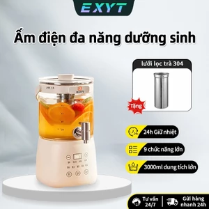 EXYT Ấm thông minh đa năng 3L-1000W - giữ nhiệt 24h, 9 chức năng, hiển nhiệt, đa mức nhiệt, thủy tinh dày, tặng rây lọc