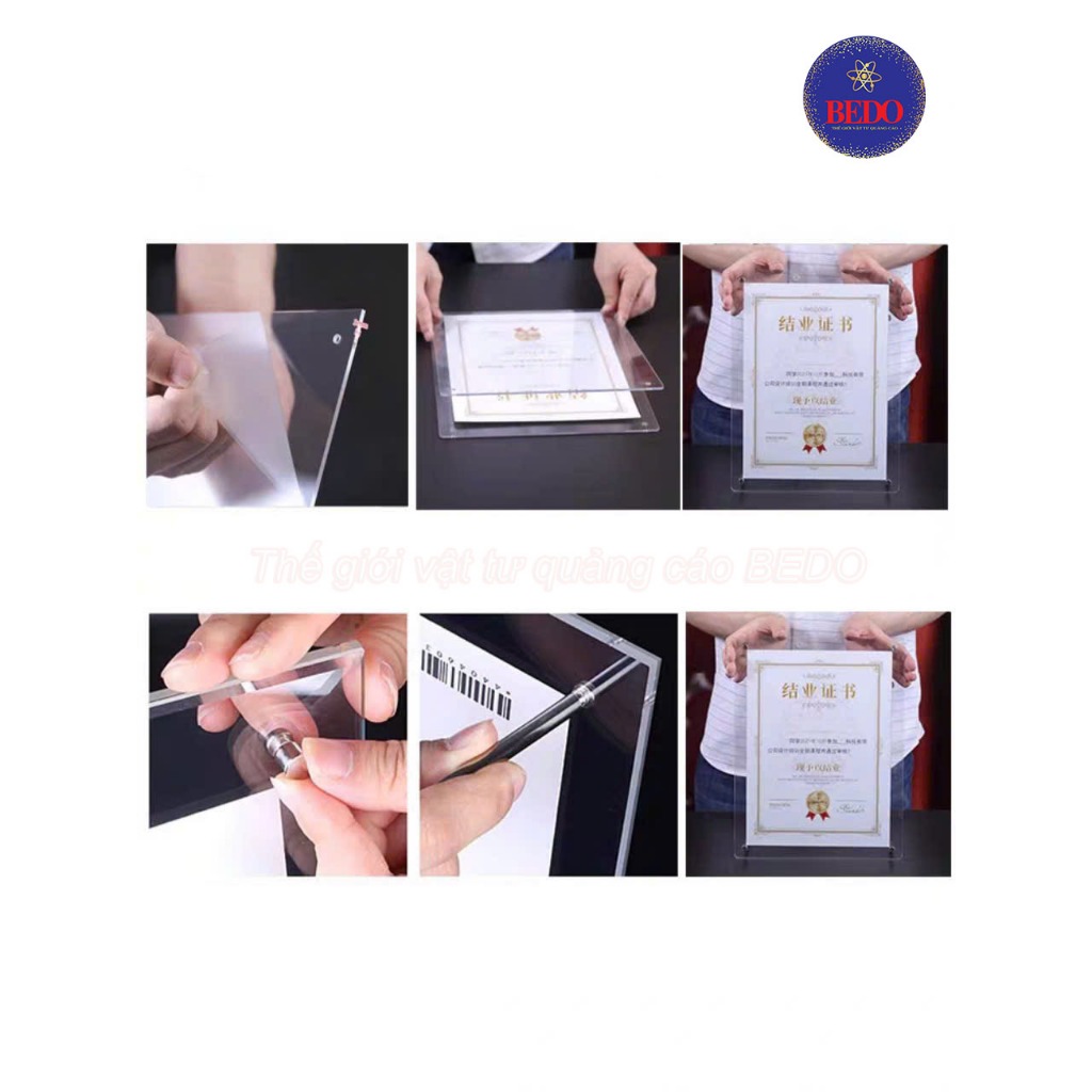 [ HOẢ TỐC ] Khung ảnh mica để bàn BEDO - Khung hình trong suốt ngang dọc, in theo yêu cầu, làm quà tặng
