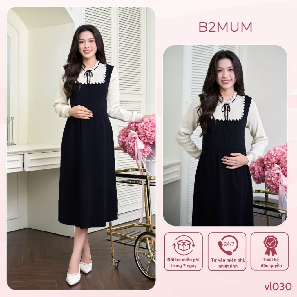 [VÁY LEN] Váy len thiết kế cao cấp, phối cách điệu dễ thương, mặc đi làm đi chơi đều xinh - vl030 B2MUM