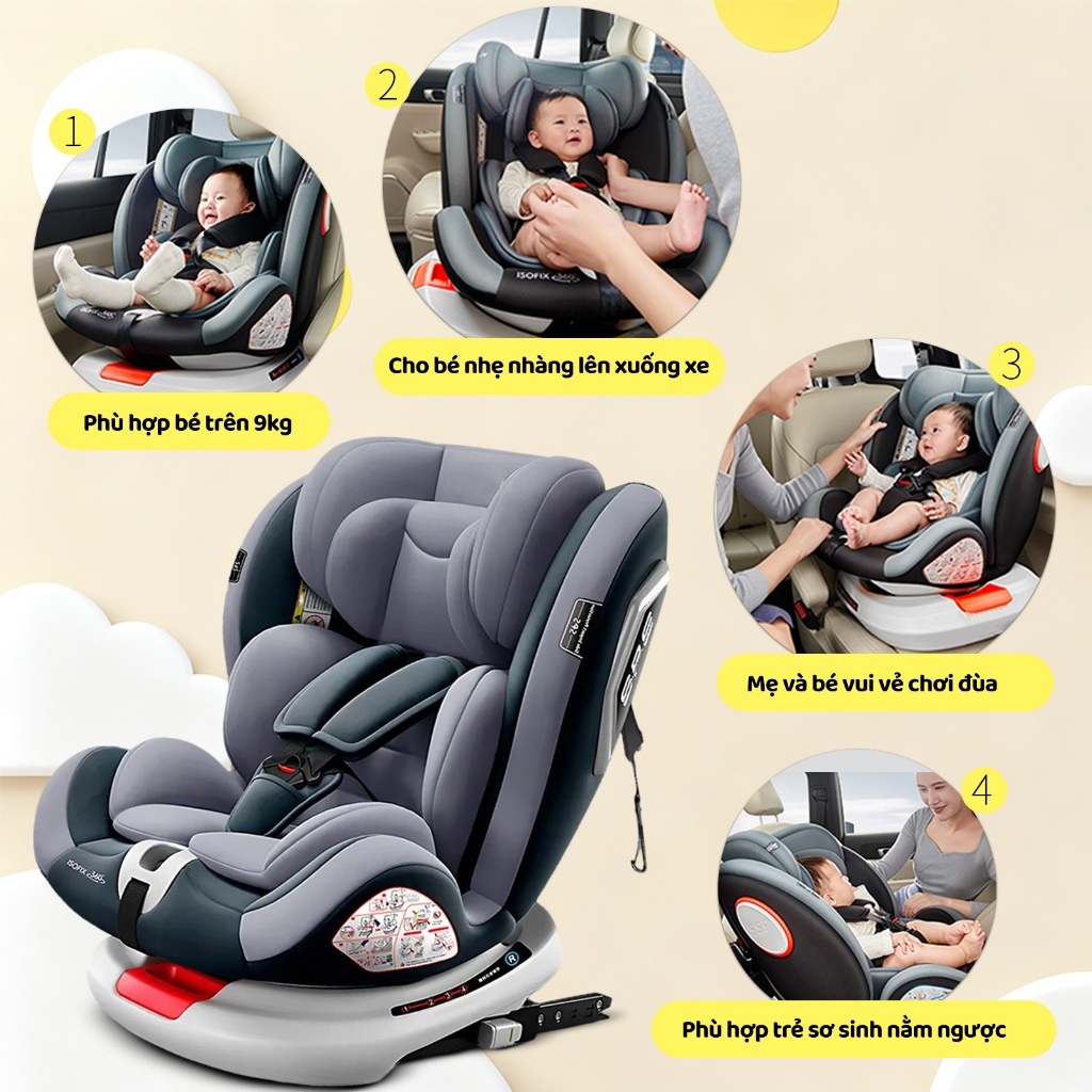 Ghế Ngồi Ô Tô Cho Bé Có Khóa Chốt An Toàn, Ghế An Toàn Cho Trẻ Em, ISOFIX+LACTH Cố Định
