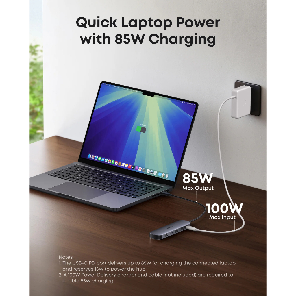 ANKER Nano Hub USB-C 7-in-1,HDMI 4K60Hz, SD/TF 3.0, PD100W, USB3.0 5Gbps - A83D2