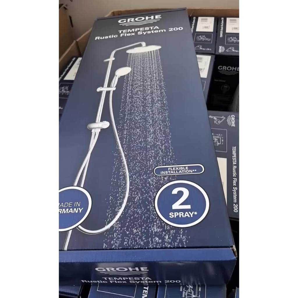 Hệ thống vòi sen Grohe Tempesta Rustic System 200 Flex với van chuyển hướng để lắp đặt trên tường 27394002