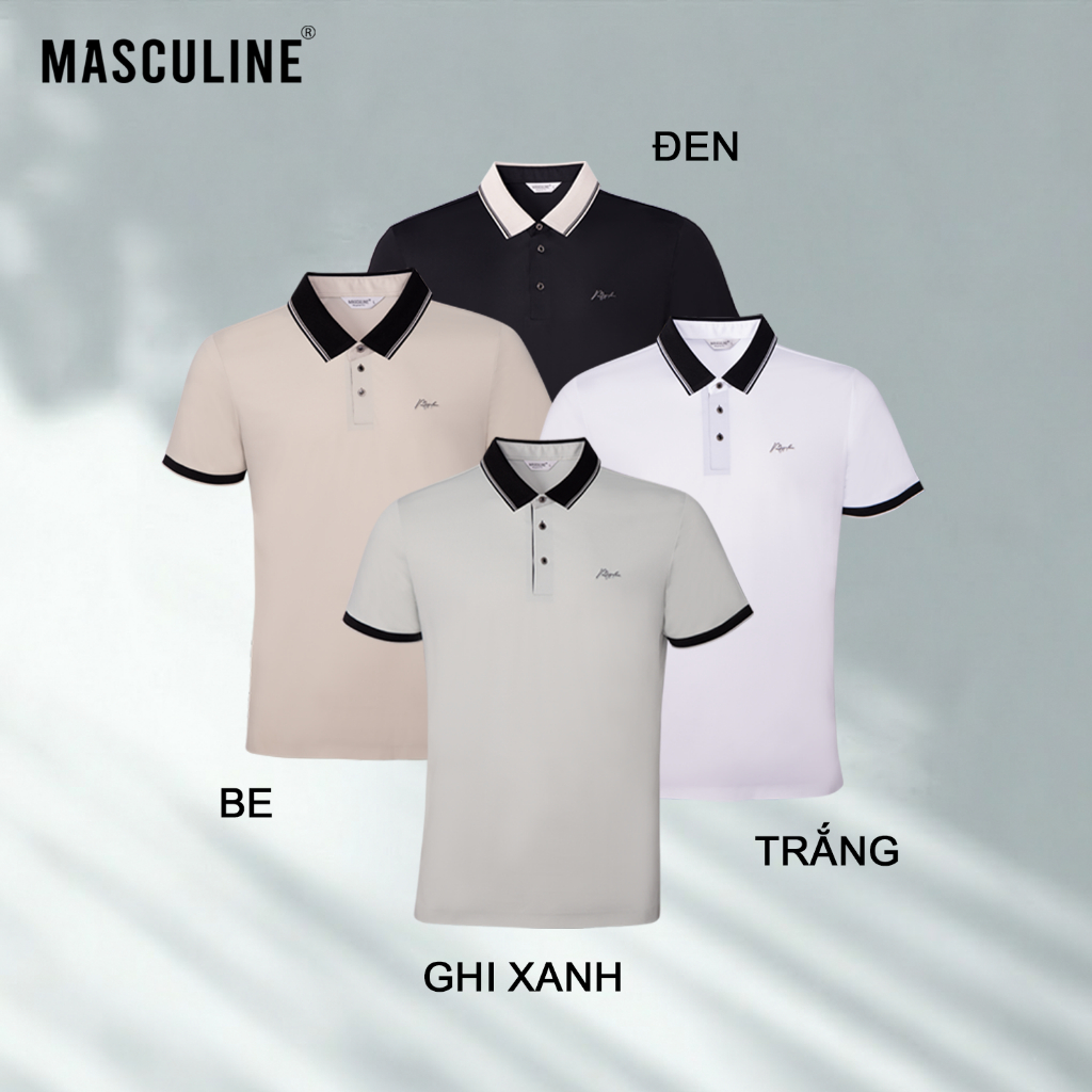Áo polo nam MASCULINE APL615 cao cấp form regular fit bo chun phần cổ tay áo vải silk nylon spandex
