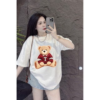 Áo thun chất cotton khô 3158 form rộng tay lỡ - Gấu T