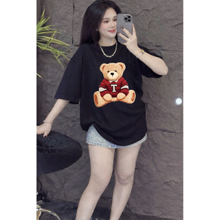 Áo thun chất cotton khô 3158 form rộng tay lỡ - Gấu T