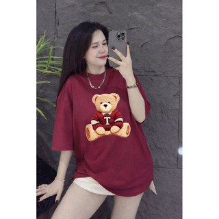 Áo thun chất cotton khô 3158 form rộng tay lỡ - Gấu T
