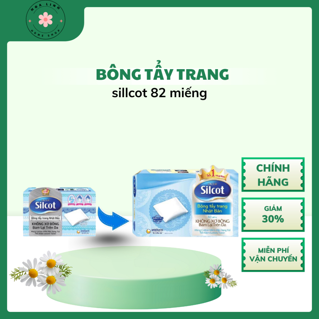 Bông trang điểm (bông tẩy trang) cao cấp Silcot Premium 82 miếng/hộp ( 1 hộp)