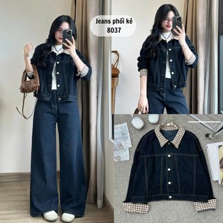Áo Khoác Jeans Croptop 247Store Unisex Form Rộng Cá Tính Đi Học Đi Chơi