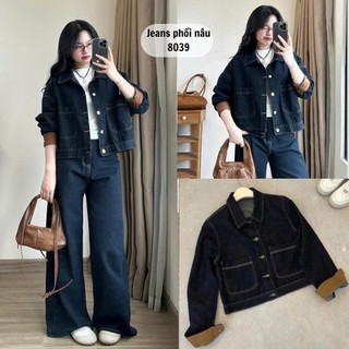 Áo Khoác Jeans Croptop 247Store Unisex Form Rộng Cá Tính Đi Học Đi Chơi