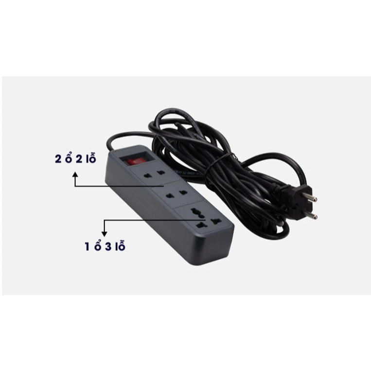 Ổ Cắm Điện 3 Cổng Rạng Đông OC05 - Tự Động Ngắt Khi Quá Tải, An Toàn và Tiện Lợi Cho Gia Đình