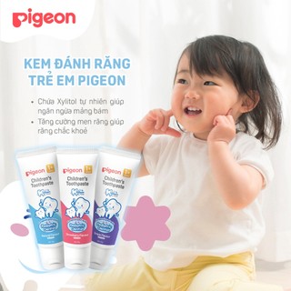 Kem đánh răng trẻ em Pigeon 45g - thành phần từ thực phẩm an toàn cho bé từ 1 tuổi chính hãng