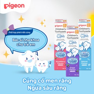 Kem đánh răng trẻ em Pigeon 45g - thành phần từ thực phẩm an toàn cho bé từ 1 tuổi chính hãng