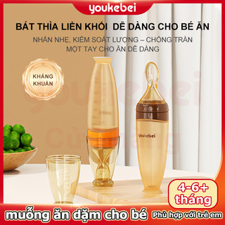 Youkebei Muỗng silicone cho bé ăn dặm muỗng cho trẻ sơ sinh muỗng mềm ép bằng bình sữa công cụ cho bé ăn dặm