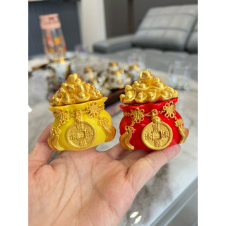 Hũ tài lộc nhỏ túi tiền tài lộc hũ đựng gạo vàng thần tài trang trí vật phẩm phong thuỷ