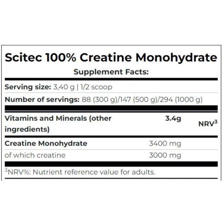 Creatine Monohydrate Scitec Nutrition 300G (88 Serving) - Unflavoured | KEYGYM