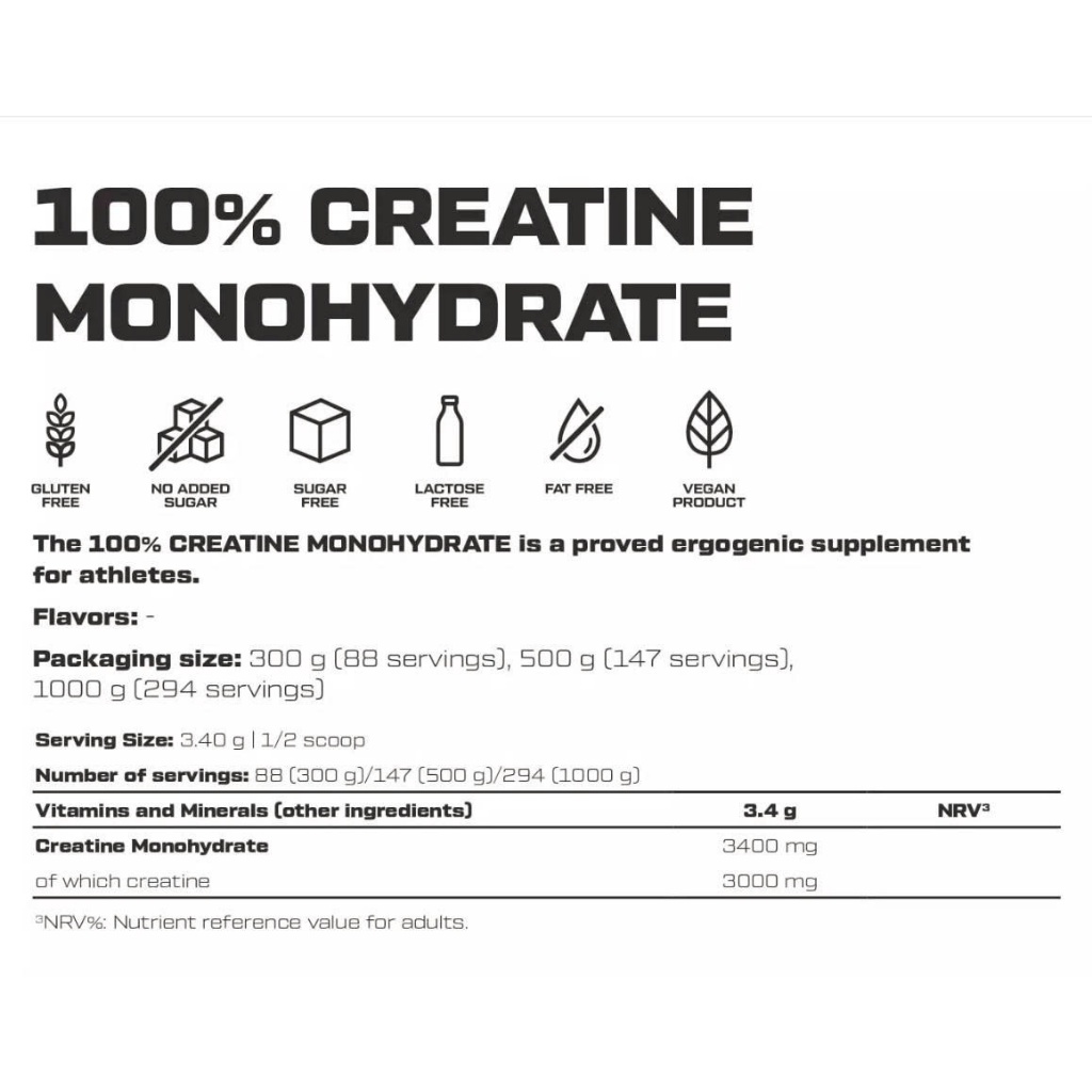Creatine Monohydrate Scitec Nutrition 300G (88 Serving) - Unflavoured | KEYGYM