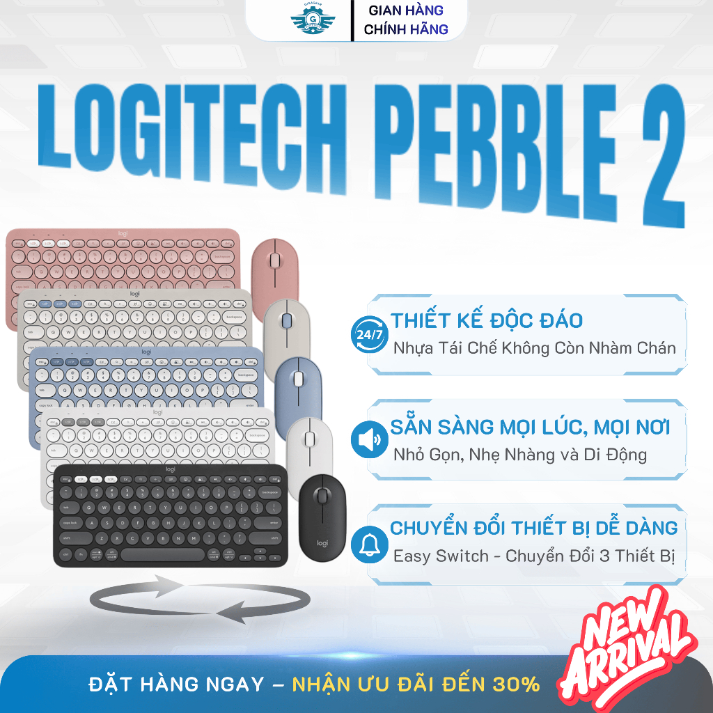 [🔰Chính Hãng] Bàn Phím Chuột Không Dây Bluetooth Logitech Pebble 2 K380s + M350s, Nhỏ Gọn, Yên Tĩnh | BigBuy360 - bigbuy360.vn