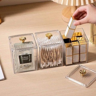 Combo 3 Hộp nhựa Mica đựng tăm bông, bông tẩy trang trong suốt - đa năng, tiện dụng