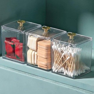 Combo 3 Hộp nhựa Mica đựng tăm bông, bông tẩy trang trong suốt - đa năng, tiện dụng
