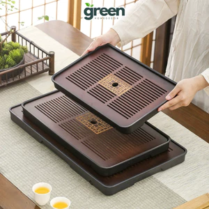 Khay Ấm Trà Gỗ Cao Cấp Hoa Văn Sang Trọng, Khay Ấm Chén Thoát Nước, Khay Trà Trang Trí Phòng Khách