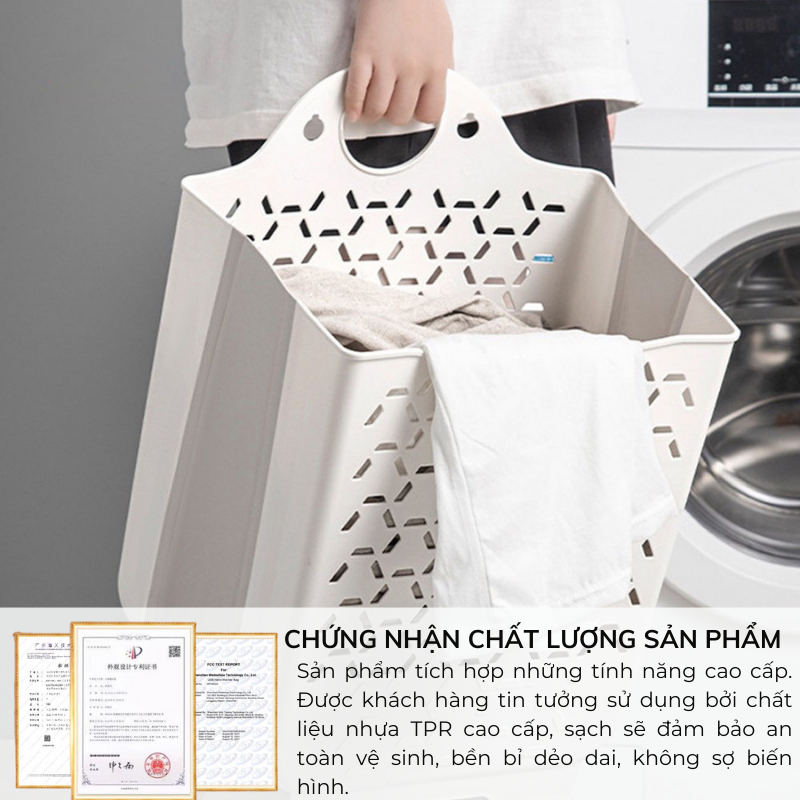 Giỏ đựng đồ DOMI GDD01 – thiết kế treo tường, gấp gọn, chất liệu nhựa dẻo, tặng kèm miếng dán AMIZIN
