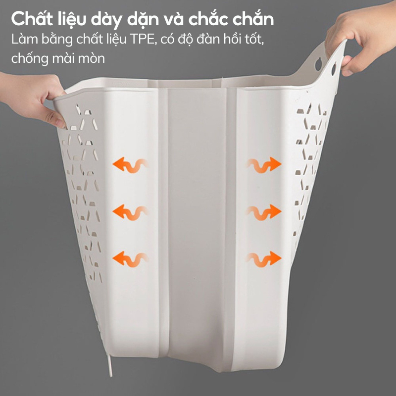 Giỏ đựng đồ DOMI GDD01 – thiết kế treo tường, gấp gọn, chất liệu nhựa dẻo, tặng kèm miếng dán AMIZIN