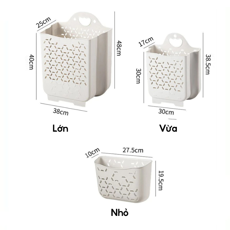 Giỏ đựng đồ DOMI GDD01 – thiết kế treo tường, gấp gọn, chất liệu nhựa dẻo, tặng kèm miếng dán AMIZIN