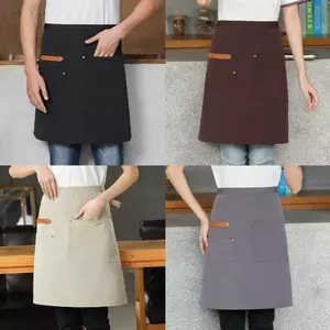 Tạp dè nửa người bằng vải Canvas - Chống nước và chống dầu, đồng phục làm việc dành cho nhà hàng và bếp nửa cắt