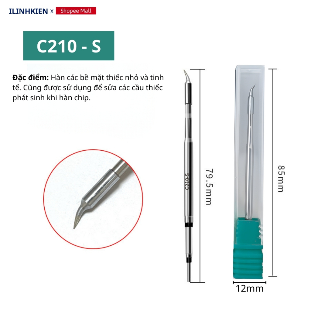 Mũi hàn C210 - C245 Lõi Đồng Tích Hợp Lõi Phát Nhiệt Dẫn Nhiệt Nhanh Độ Bền Cao Cao Cấp ILinhkien