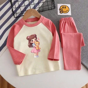 🌸 ĐỒ BỘ BÉ GÁI DÀI TAY GÂN MỀM MỊN – HÌNH DỄ THƯƠNG 🌸 DG361