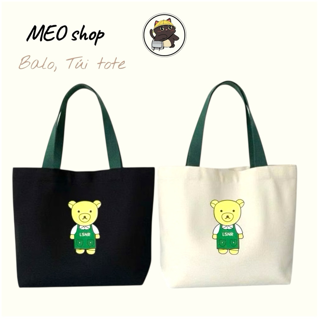 túi tote đi làm dễ thương vải bố chống nước nhiều màu tote gấu | BigBuy360 - bigbuy360.vn