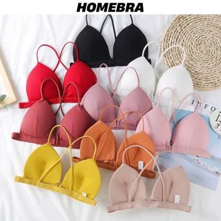 Áo bra nữ 2 dây cài trước mút tam giác sexy- Áo ngực nữ không gọng mút mỏng chất cotton gân tăm B715