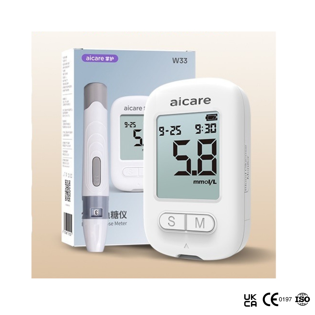 Máy Đo Đường Huyết  AICARE + 50 Que Thử + Tặng 50 Kim Lấy Máu Đo Nhanh Chính Xác Dễ Sử Dụng Tại Nhà