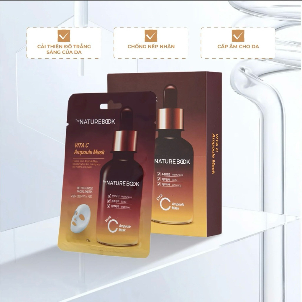 1 Miếng Mặt nạ dưỡng trắng da vitamin C The Nature Book Chính Hãng 25g ưỡng Trắng, Ngăn Ngừa Lão Hóa