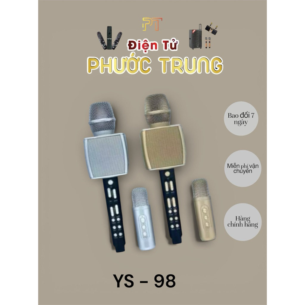 Combo 2 Micro Karaoke Bluetooth YS98 Song ca kèm loa không dây giả giọng nói -Kèm micro song ca