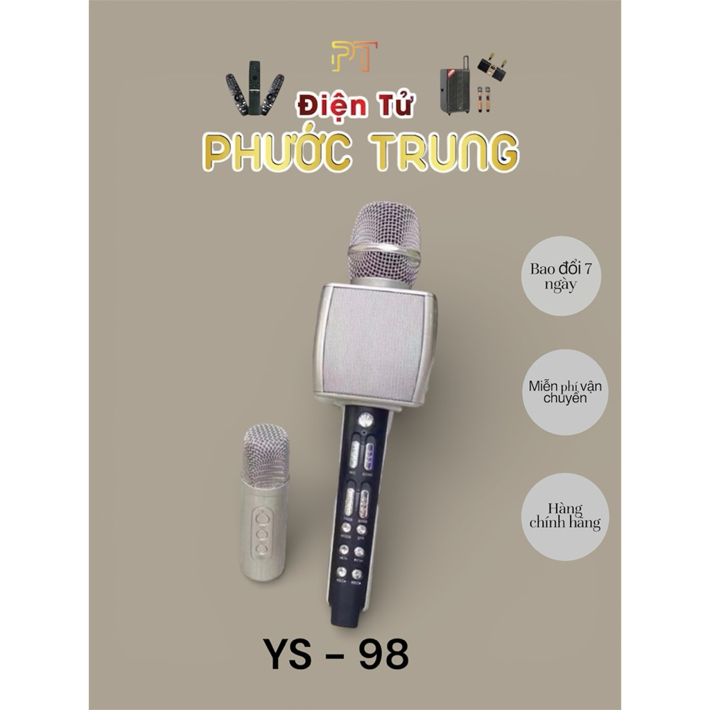 Combo 2 Micro Karaoke Bluetooth YS98 Song ca kèm loa không dây giả giọng nói -Kèm micro song ca
